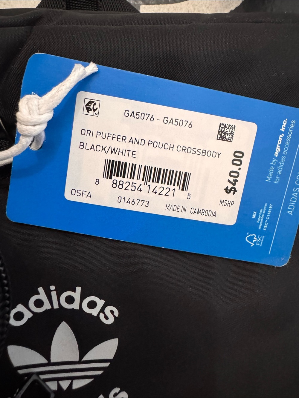 adidas Originals Black Belt Bag with White Logo - Picture 3 of 3